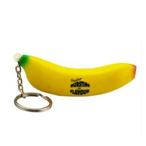 Banana Shaped Stress Ball with Keychain