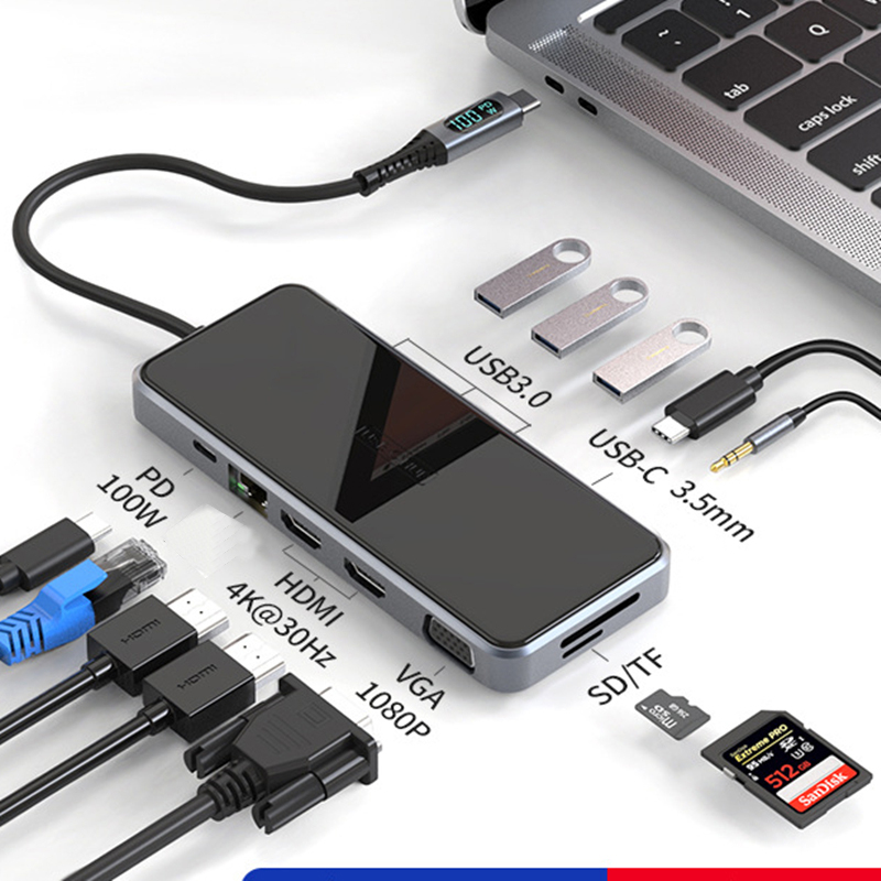 12 IN 1 Laptop Docking Station Type C Hub Adapter