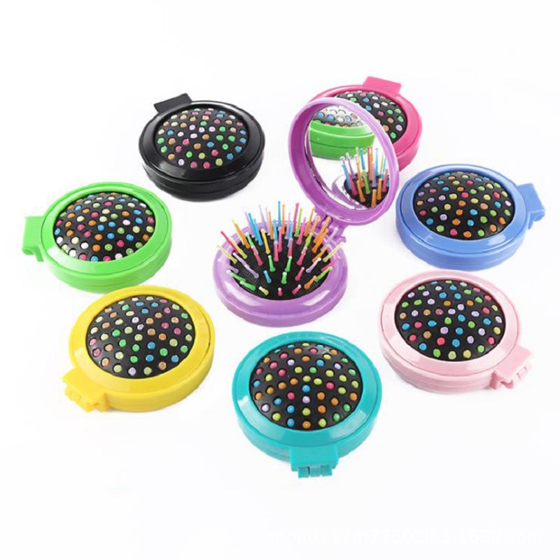 Folding Hair Comb With Mirror Set