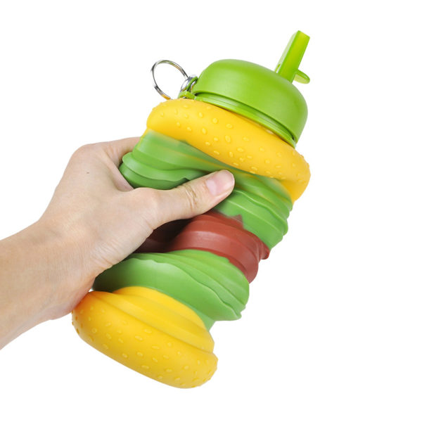 17OZ Hamburger Shape Folding Silicone Bottle