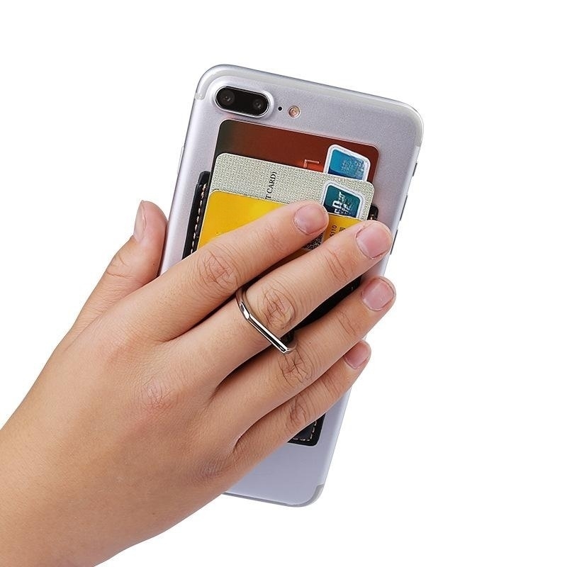 Multicolor PU Foldable Card Holder with Ring Stand