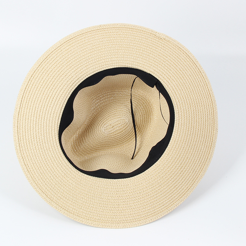 Customized Outdoor Beach Casual Straw Hat Sun Cap with Large Brim