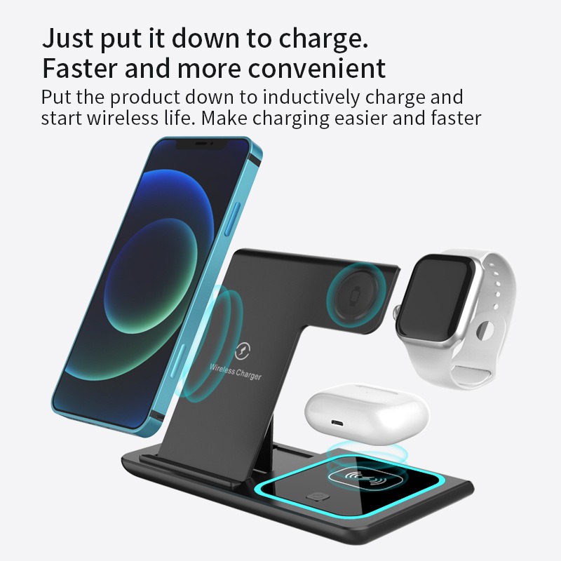 Foldable 3-in-1 Stand Wireless Charger