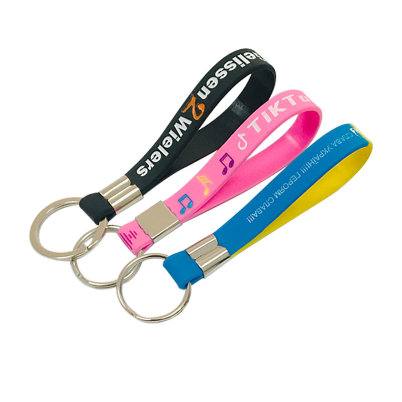 Soft Silicone Wristband with Keyring Keytag