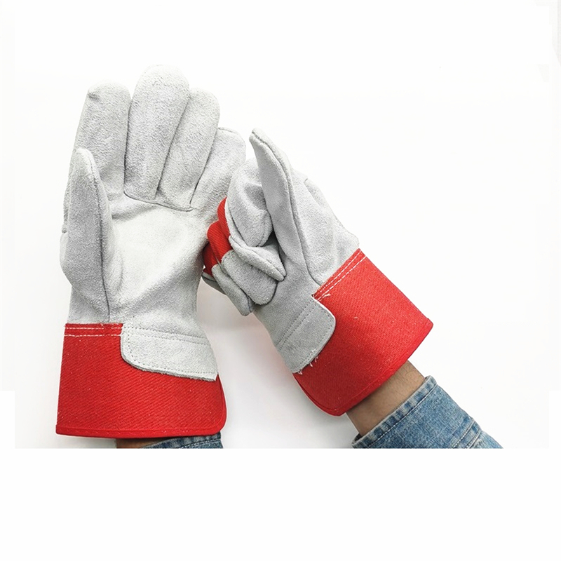 Premium Split Cowhide Work Gloves with Natural Canvas Back