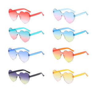 Plastic Rimless Heart Shaped Sunglasses