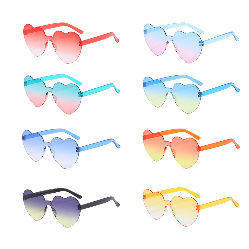 Plastic Rimless Heart Shaped Sunglasses