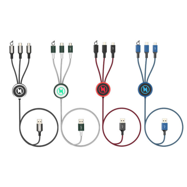 3-in-1 Fabric Charging Cable with LED Logo