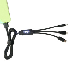 Charging Cable with LED Logo Fabric Material