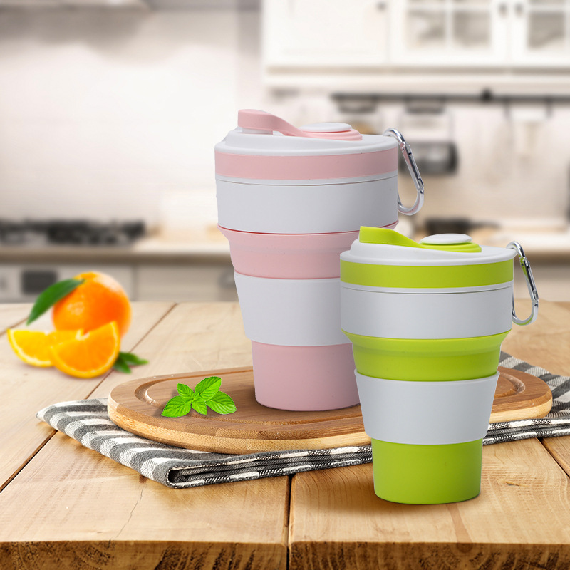 12oz Collapsible Silicone Travel Mug with Straw