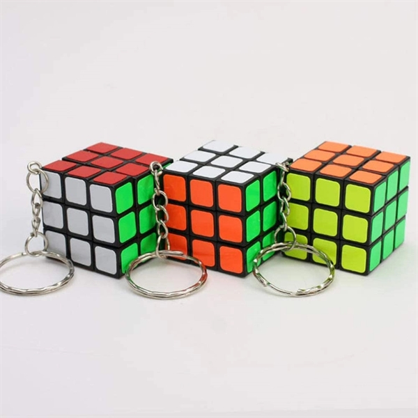 New PU Foam Cube Puzzle Shaped Stress Ball with Keychain