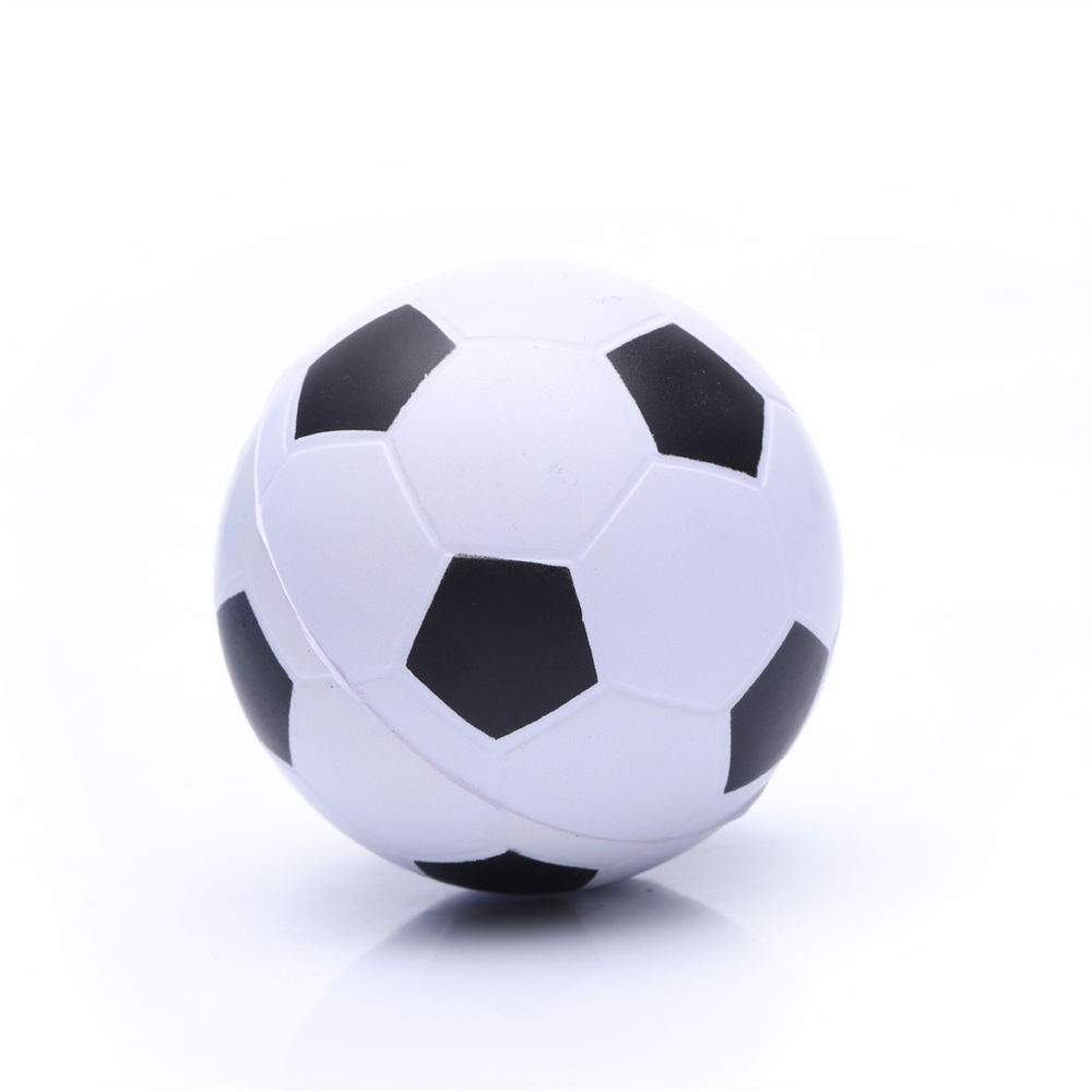 White Soccer-Ball shaped Stress Ball w Custom Logo