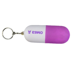 Capsule Pill Stress Ball with Keychain