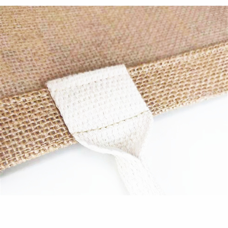 Natural Jute Bag w/ Cotton Handles Gusset Shopping Tote