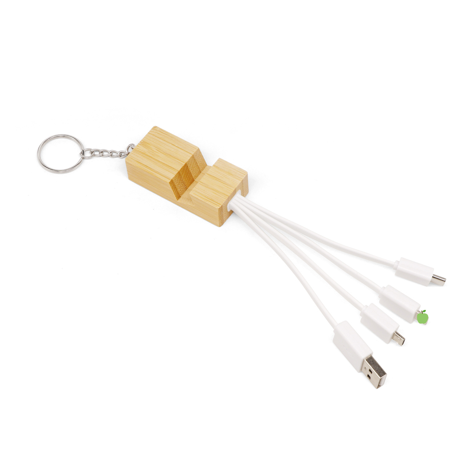 Bamboo Charging Cable/Keychain Phone Holeder