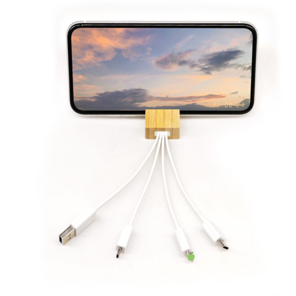 Bamboo Charging Cable/Keychain Phone Holeder
