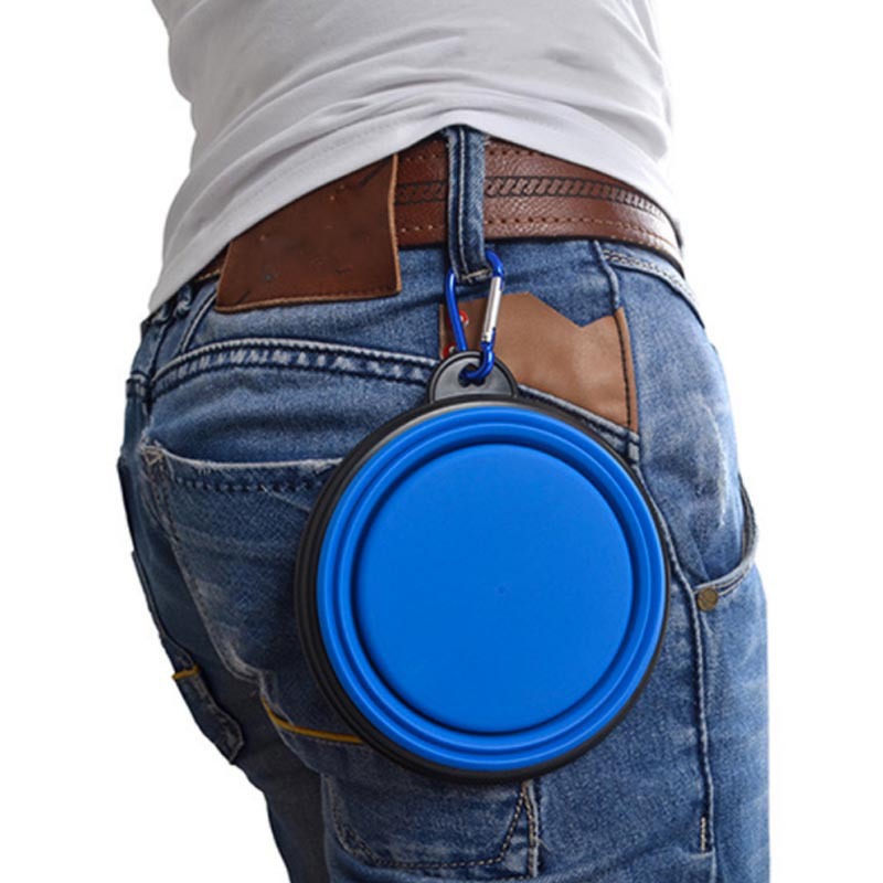 Foldable Silicone Pet Bowl With Carabiner Hook