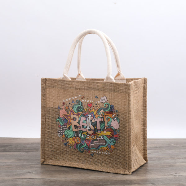 Reusable Jute Tote Bag With Custom Logo