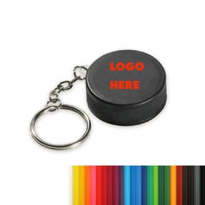 Hockey Puck Stress Ball with Keychain