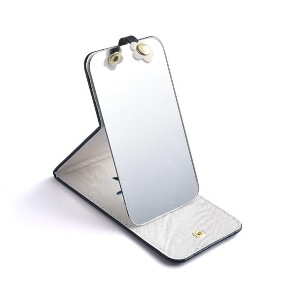 PU Leather Folding Cosmetic Mirror with Custom Logo