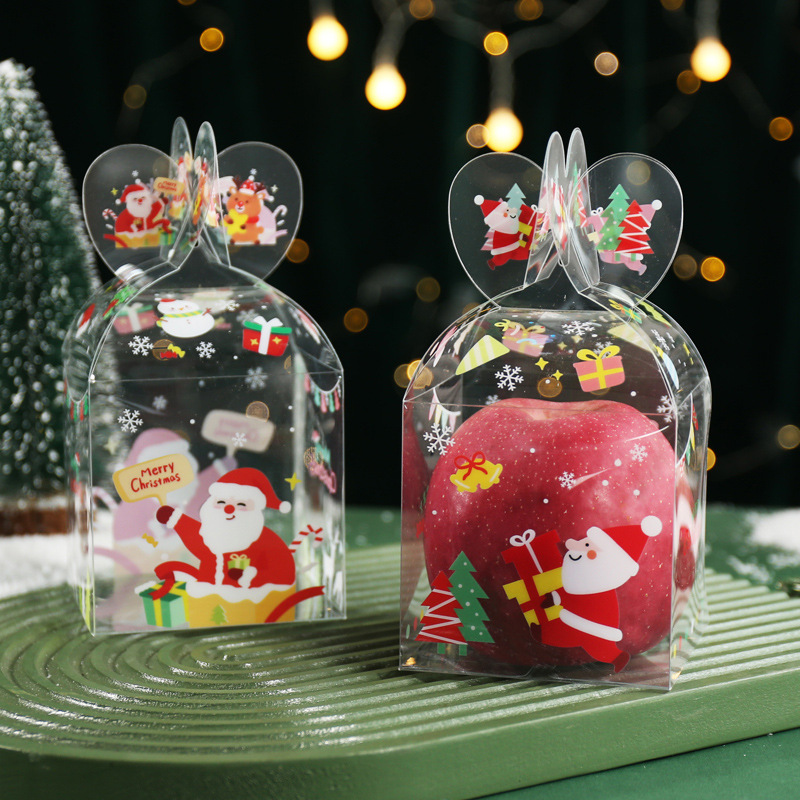 Custom Clear Plastic Christmas Eve Gift Apple Box