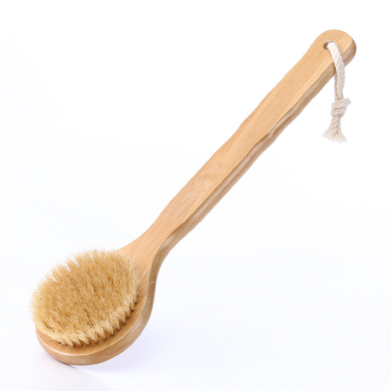 Body Scrub Brush With Long Wooden Handle