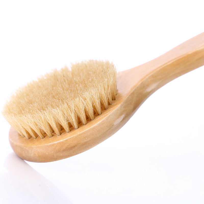 Body Scrub Brush With Long Wooden Handle
