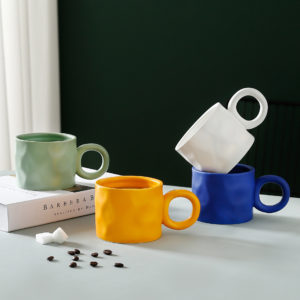 13oz Ceramic Coffee Mug With Circle Handle