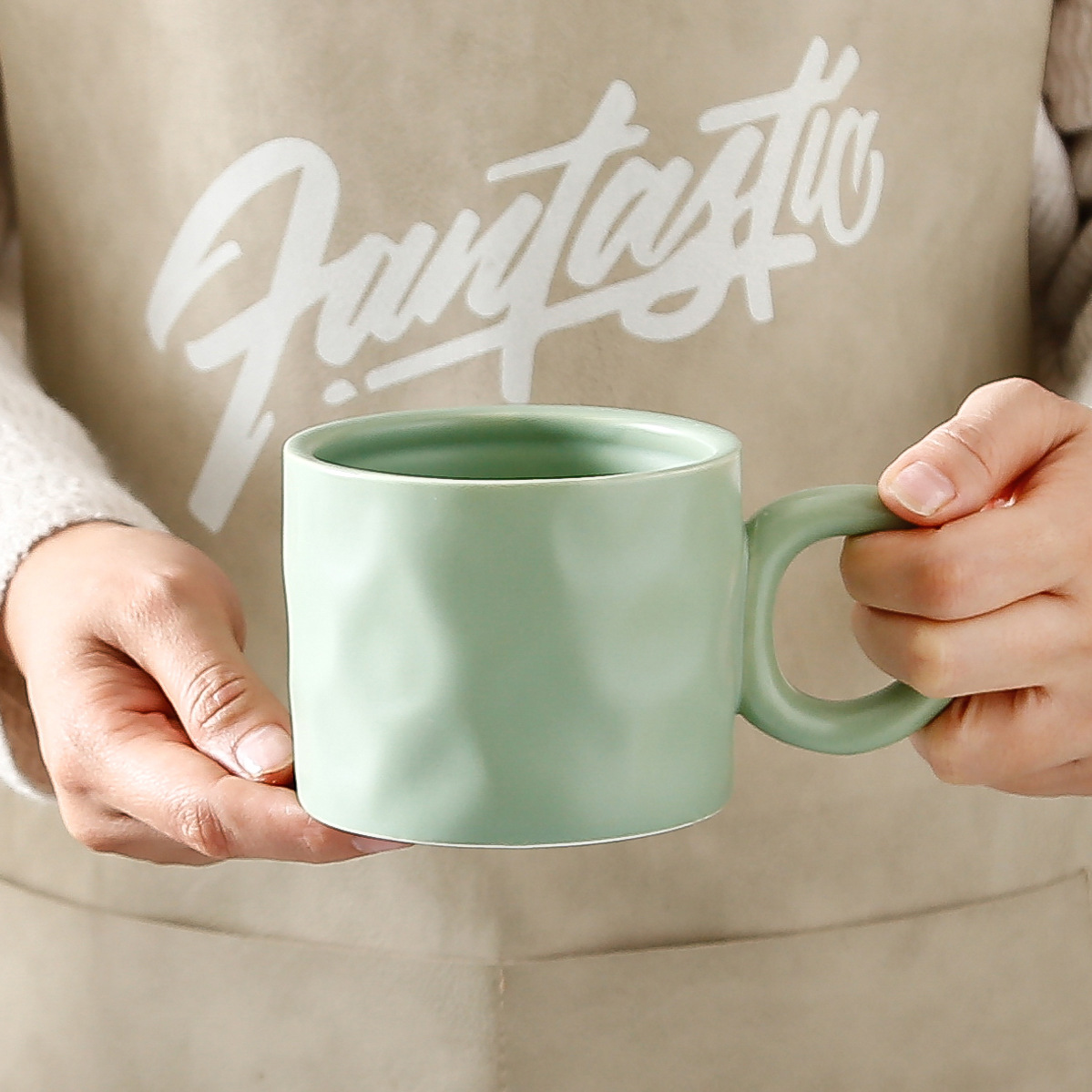 13oz Ceramic Coffee Mug With Circle Handle