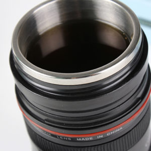 Retracable Lens Shaped Coffee Mug With Logo