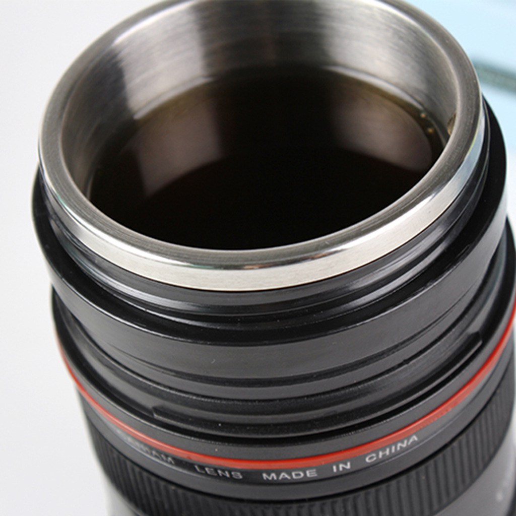Retracable Lens Shaped Coffee Mug With Logo