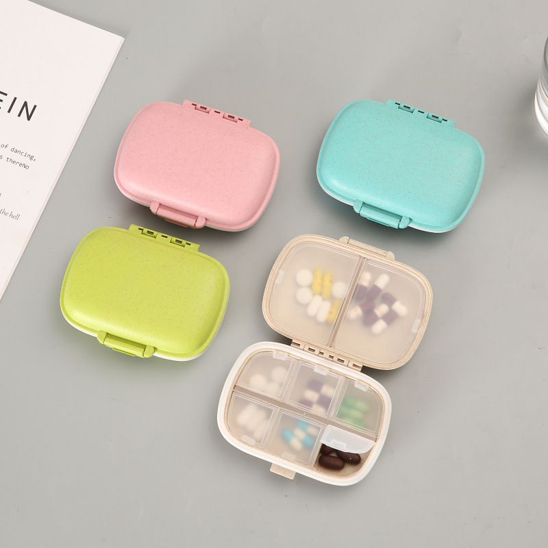 Portable 6-Compartment Pill Box With Buckle