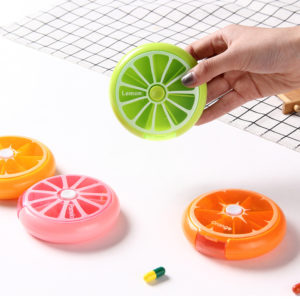 Lemon Shaped 7-Compartment Pill Box