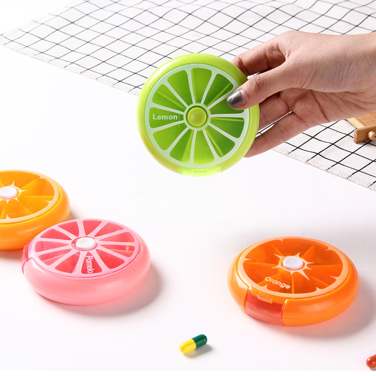 Lemon Shaped 7-Compartment Pill Box