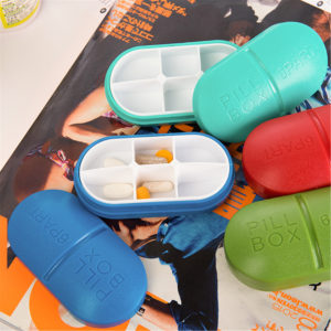 Multi Color Pill-shaped 6-Compartment Pill Box