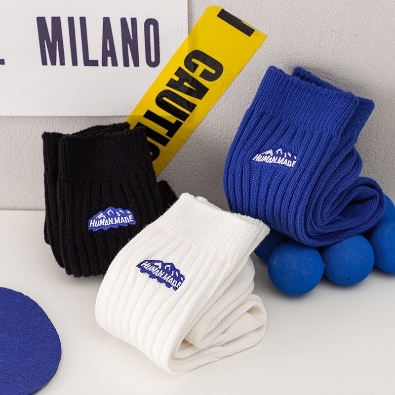 Thick Knitted Crew Sock With Embroidered Logo
