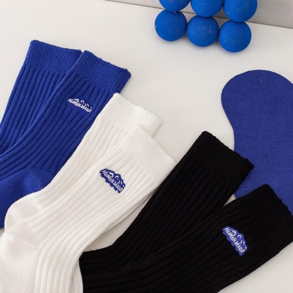 Thick Knitted Crew Sock With Embroidered Logo