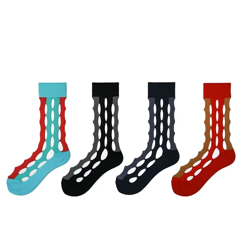 Color-stisching Socks With Hole