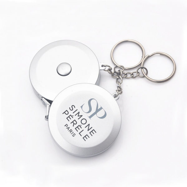 5ft Silver Round Tape Measurer with Keychain