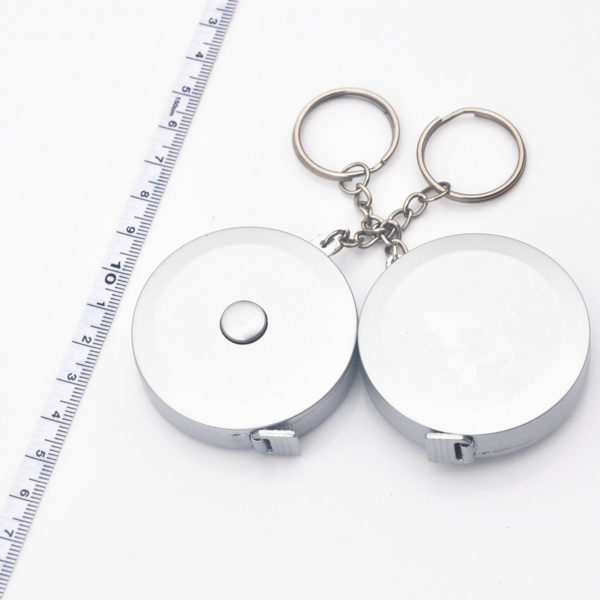 5ft Silver Round Tape Measurer with Keychain