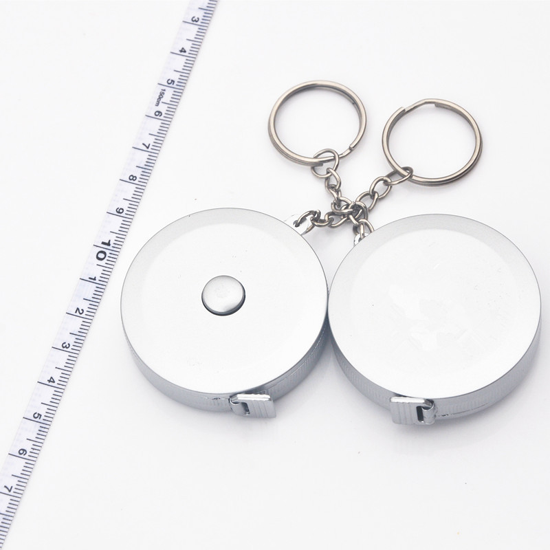 5ft Silver Round Tape Measurer with Keychain