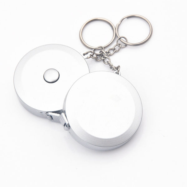 5ft Silver Round Tape Measurer with Keychain