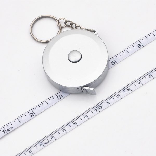 5ft Silver Round Tape Measurer with Keychain
