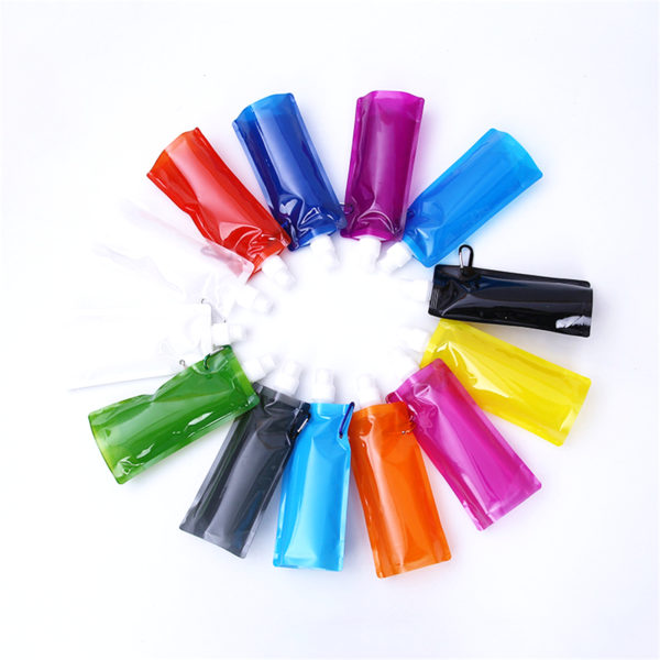 16oz Flex Foldable PE Water Bottle With Carabiner