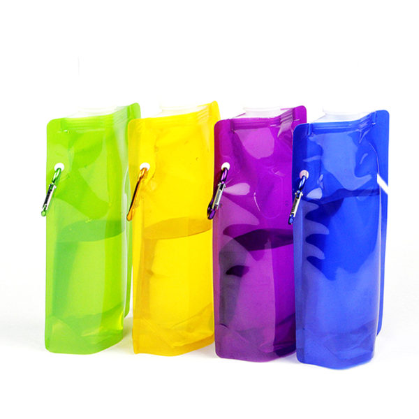 16oz Flex Foldable PE Water Bottle With Carabiner