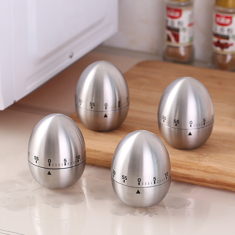 Stainless Steel Egg Shaped Mechanical Timer