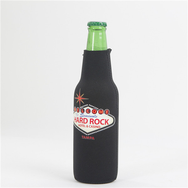 Neoprene Beer Bottle Cooler with Zipper &Closed Glued Bottom