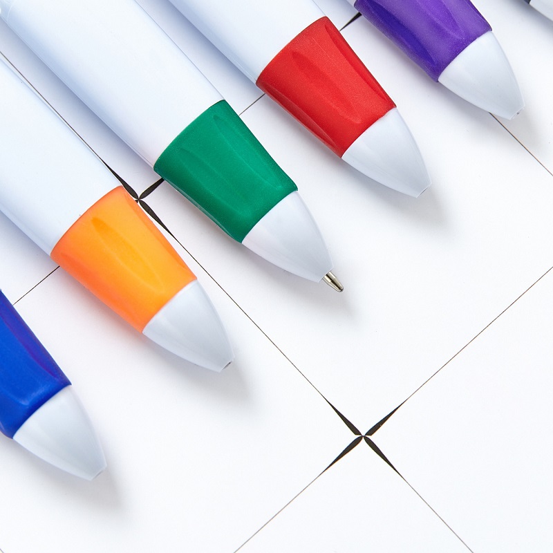Four-colour Climbing Buckle Push Action Plastic Pen
