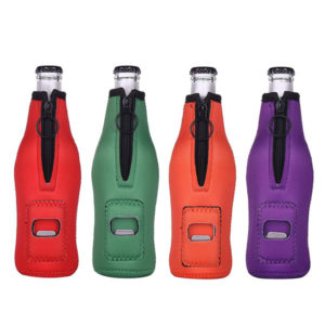 Neoprene Beer Bottle Sleeve with Metal Opener
