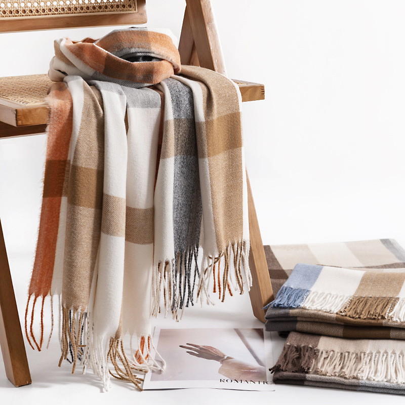 Plaid Warm Faux Cashmere Scarf